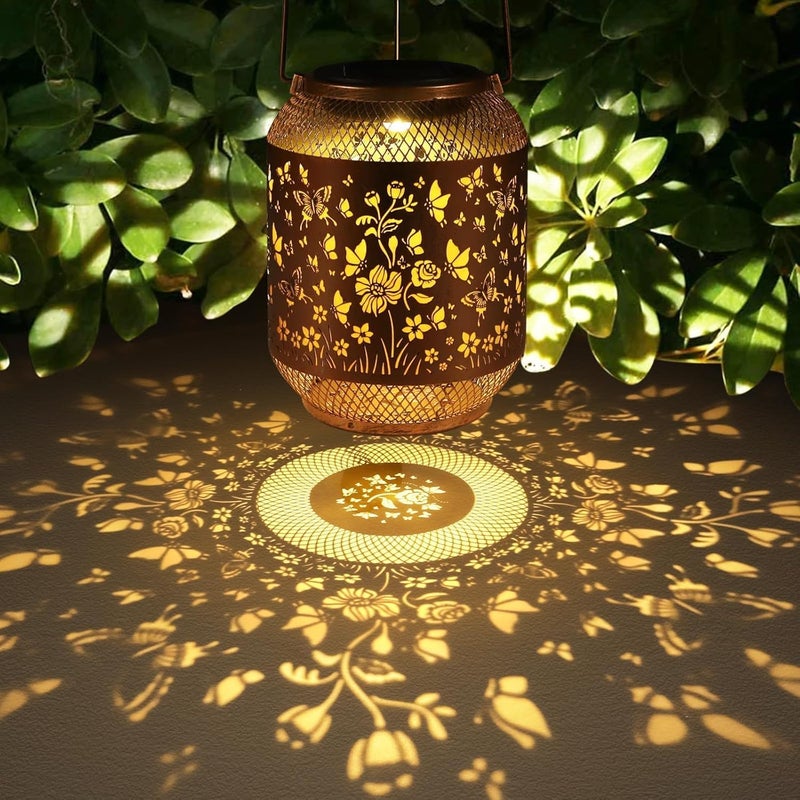 Doogarden Solar Lanterns Outdoor Waterproof Christmas Birthdays Gifts for Women Mom Grandma Butterfly Garden Decor Metal Hanging Solar LED Lights for Patio(Butterfly Swarm) - Image 2